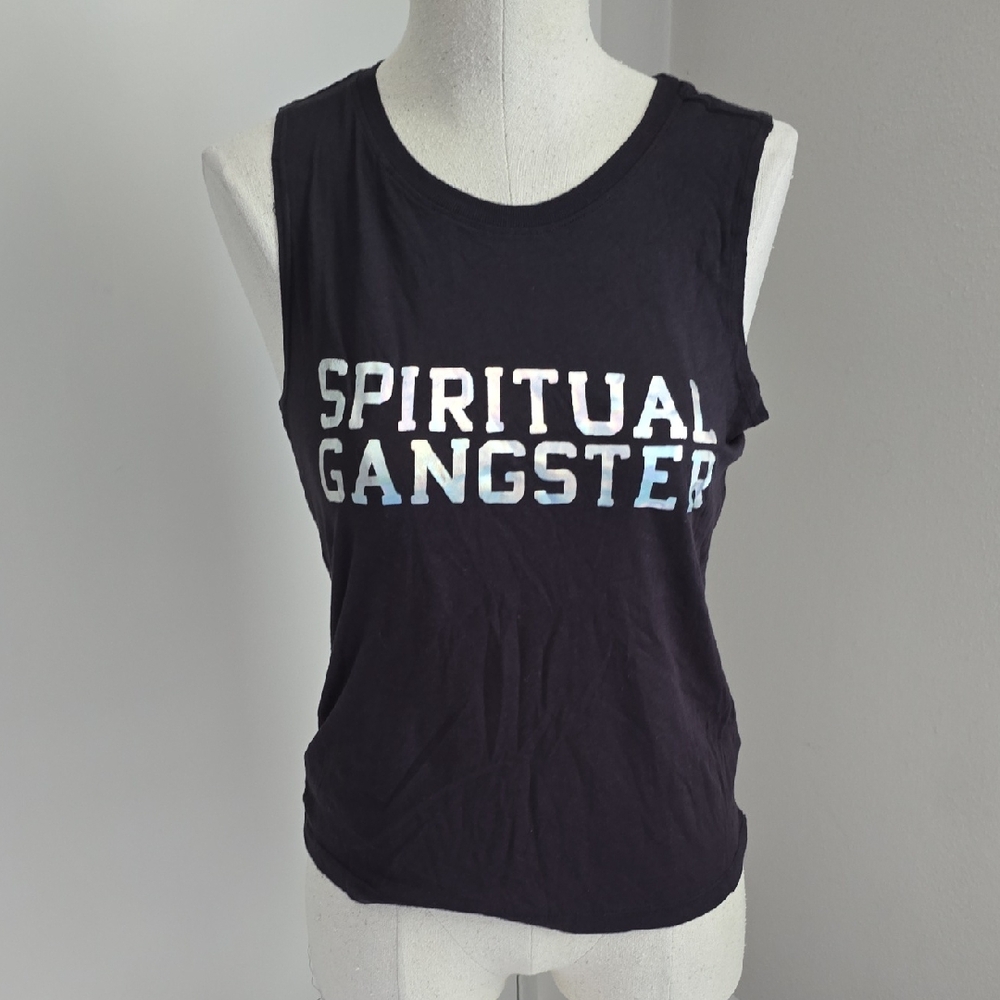 Spiritual Gangster Black Charcoal Sleeveless Tee SZ Large